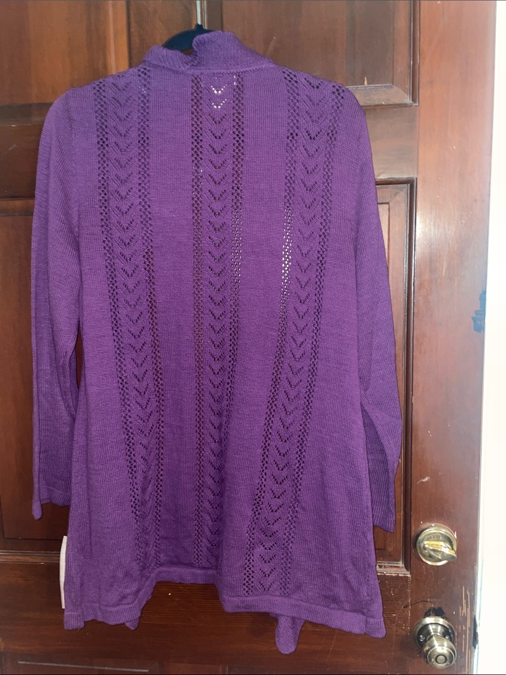 Choices Purple Open-Front Ruffle Lace-Panel Cardigan - Picture 4 of 4